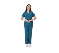 OZLCUA Uniforme Da Infermiera Uniformi Uomo Donna Infermieristica Abbigliamento Estetista Infermiere Camici Set Medico Dentista da Lavoro Clinico Top Pantaloni(Blue,XXL)