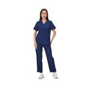 OZLCUA Uniforme Da Infermiera Uniformi Uomo Donna Infermieristica Abbigliamento Estetista Infermiere Camici Set Medico Dentista da Lavoro Clinico Top Pantaloni(Dark blue,XL)