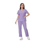 OZLCUA Uniforme Da Infermiera Uniformi Uomo Donna Infermieristica Abbigliamento Estetista Infermiere Camici Set Medico Dentista da Lavoro Clinico Top Pantaloni(Purple,XXL)