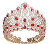 OZLMBERN Corona Nuziale Corona di Spettacolo di Bellezza Copricapo Corona Alta e Rotonda Corona di Moda Corona di Miss Mondo