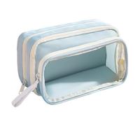OZLMBERN Transparent Large Capacity Pencil Case Multifunctional Student Storage Bag Large Open Pocket(Blauw)