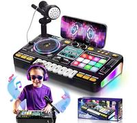 OZMI Set da tavolo per mixer musicale per bambini con microfono, luci, giocattoli musicali interattivi per bambini dai 3 ai 12 anni | oltre 100 suoni, tasti del pianoforte, modalità discoteca
