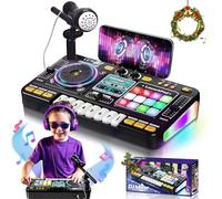 OZMI Set da tavolo per mixer musicale per bambini con microfono, luci, giocattoli musicali interattivi per bambini dai 3 ai 12 anni | oltre 100 suoni, tasti del pianoforte, modalità discoteca