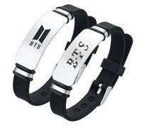 Ozmw 2 Braccialetti Kpop BTS Merch,BTS Braccialetti In Silicone Per Regali, regolabile, Acciaio Inossidabile, Kpop Merch Regali,Regalo di compleanno,JIN SUGA j-hope RM JIMIN V JUNGKOOK