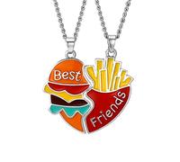 Ozmw 2 Pcs Collana Amicizia BFF Collana, Carino Hamburger e Patatine Ciondolo Gioielli, Best Friend Regalo di Compleanno