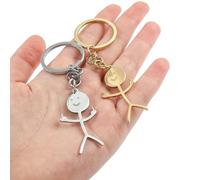Ozmw 2 Pcs Portachiavi dito medio, Portachiavi divertente Smiley Face, Gadget simpatici, Ciondolo coppia regalo portachiavi(1 oro e 1 argento)