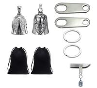 OZNXWRYY Campanello Protettivo per Moto con Ali e Cuore, Set di 2, 2.5x3.1 cm, con 2 Sacchetti Neri, 2 Ganci e 2 Anelli per Chiavi - Accessori Moto e Bicicletta