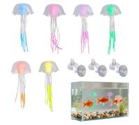 OZNXWRYY Decorazioni Fluorescenti per Acquario Medusa 6 Pezzi - Set di Meduse Artificiali Colorate con Ventose, Diametro 2 cm, Lunghezza 6 cm, Rosa Verde Blu Viola Arancione Giallo, Perfette per Acqu