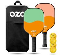 OZO Pickleball - Set di 2 Racchette, 4 Palline e Borsa - Spark Racchetta Controllo per Principianti + 4 Palline (per Esterno ed Interno)