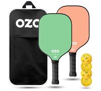 OZO Pickleball - Set di 2 Racchette, 4 Palline e Borsa - Spark Racchetta Ibrida per Principianti + 4 Palline (per Esterno ed Interno)