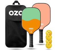 OZO Pickleball - Set di 2 Racchette, 4 Palline e Borsa - Spark Racchetta Ibrida per Principianti + Spark Racchetta Controllo per Principianti + 4 Palline (per Esterno ed Interno)