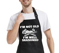 OzosKeiw Grembiule da cucina divertente per donne e uomini con tasca, grembiule da griglia con cinturino regolabile per il collo, regalo di compleanno per papà mamma, Non sono vecchio, sono ben
