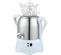 OZPPM Maker di tè Turco Elettrico, Samovar Turco Elettrico con Una Funzione Calda, Teiera in Acciaio Inossidabile 3L E Teiera in Ceramica 1L, per caffè, tè Profumato, tè Turco,White