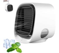 OZPPM Mini Refrigeratore d'Acqua, Ventilatore Ozzi Cool, Refrigeratore Evaporativo A 3 velocità, Serbatoio d'Acqua da 300 Ml Che Rende Il Dispositivo più Fresco, Luci Colorate, Silenzioso(White)