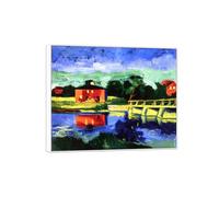OZPWBVY Cornice Bianco-Famosi Quadro su Tela-Quadri Moderni Soggiorno-Al fiume-Stampe e Poster Decorazione 80x95cm31x37in