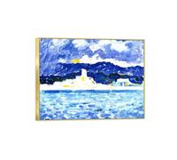 OZPWBVY Paul Signac Famosi Quadro su Tela-Quadri Moderni Soggiorno-Vento dell'Est 2-Cornice Dorata Stampe e Poster Decorazione Dipinti 90x117cm35x46in