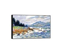 OZPWBVY Paul Signac Famosi Quadro su Tela-Quadri Moderni Soggiorno-Vento dell'Est-Cornice Nera Stampe e Poster Decorazione Dipinti 80x130cm31x51in