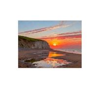 OZPWBVY Spiaggia Tramonto Quadro Paesaggio su Tela-nuvole Mare-Costa Arte Murale Marino Quadri Moderni Soggiorno Camera da Letto 70x90cm Senza Cornice