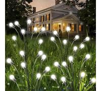 OZS Confezione da 8 lucciole a energia solare, 64 LED, per esterni, luci solari da giardino, ondeggiano dal vento, impermeabili, per giardino, patio, vialetto, decorazione fatata (bianco freddo)