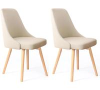 OZSSLJJ 2 sedie da pranzo, sedia comoda con schienale imbottito in cotone e lino, struttura in legno massello, sedia multifunzionale for il tempo libero(G)