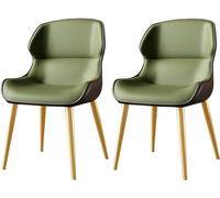 OZSSLJJ 2 sedie da pranzo, sedia comoda in pelle morbida, con schienale, for il tempo libero staffa ferro dorato(H)