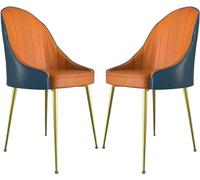 OZSSLJJ 2 sedie da pranzo, sedia con schienale in pelle comfort europea, imbottita for il tempo libero, trucco della camera letto(C,Golden feet)