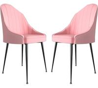 OZSSLJJ 2 sedie da pranzo, sedia con schienale in pelle comfort europea, imbottita for il tempo libero, trucco della camera letto(A,Black feet)