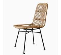 OZSSLJJ Comfortable Rattan Dining Chairs | Handwoven Iron Kitchen Side Chairs for Indoor & Outdoor Dining Room - Latest Styles(B)