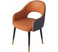 OZSSLJJ Cucina Pelle Cucina Sala da pranzo Sedie Moderna Camera da letto Camera matrimoniale Balcone Divano Sedia Tavolo da toeletta Sedia for il trucco(Orange+dark Grey)