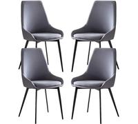 OZSSLJJ Kitchen Dining Chairs Set di 4 Water Proof PU Leather Side Chair with Carbon Steel Metal Legs for Home Commercial Restaurants (Dark Gray)