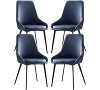 OZSSLJJ Kitchen Dining Chairs Set of 4 Water Proof PU Leather Side Chair with Carbon Steel Metal Legs for Home Commercial Restaurants(Blue)