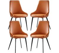 OZSSLJJ Kitchen Dining Chairs Set of 4 Water Proof PU Leather Side Chair with Carbon Steel Metal Legs for Home Commercial Restaurants(Orange)