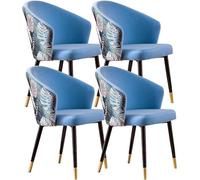 OZSSLJJ Kitchen Dining Room Furniture Chairs Dining Chair Set of 4 Modern Kitchen Dining Room Chairs with Metal Legs Velvet Seat and Embroidery Backrests(Sky Blue)