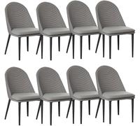 OZSSLJJ Kitchen Kitchen Dining Chair Set of 8 Faux Leather Living Room Lounge Counter Chairs Soft Padded Seat Sturdy Metal Legs(Matcha)