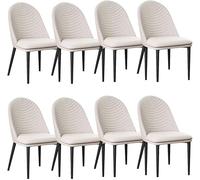 OZSSLJJ Kitchen Kitchen Kitchen Dining Chair Set di 8 pezzi in ecopelle Living Room Lounge Counter Chairs Soft Padded Seat Sturdy Metal Legs (bianco)