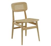 OZSSLJJ Nordic Style Rattan Dining Chairs - Solid Wood Side Chair for Kitchen, Cafe & Living Room