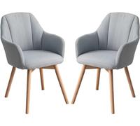 OZSSLJJ Sedia da pranzo 2 pezzi, comoda sedia con schienale in cotone e lino, sedia multifunzionale for il tempo libero con gambe in legno massello(F)