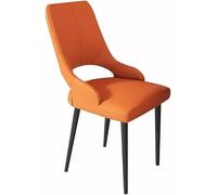 OZSSLJJ Sedia da pranzo da cucina con rivestimento in morbida pelle PU, seduta con cuscino e gambe in metallo, adatta for il soggiorno(Orange)