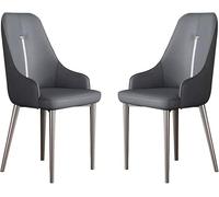 OZSSLJJ Sedia da pranzo da cucina Set da 2 pezzi Moderna pelle PU imbottita con schienale alto, seduta morbida, sedia da scrivania, sedia laterale da soggiorno(Dark Gray)