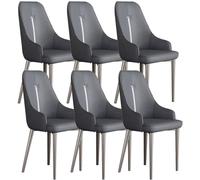 OZSSLJJ Sedia da pranzo da cucina Set da 6 pezzi Sedia laterale da soggiorno scrivania for la casa imbottito moderno in pelle PU con schienale alto(Dark Gray)