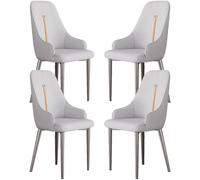 OZSSLJJ Sedia da pranzo set da 4 pezzi sedia laterale for cucina soggiorno sedia moderna da ufficio in pelle PU con schienale alto e seduta morbida imbottita(Light Gray)