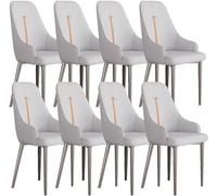OZSSLJJ Sedia laterale da cucina Set da 8 pezzi sedia da pranzo da cucina moderna sedia da ufficio in pelle PU con schienale alto e seduta morbida imbottita(Light Gray)