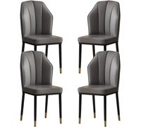 OZSSLJJ Set di 4 sedie da pranzo in pelle PU Kitchen Living Room Lounge Counter Chairs Water Proof Metal Legs Side Chair(Gray)