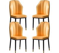 OZSSLJJ Set di 4 sedie da pranzo in pelle PU per cucina, soggiorno, lounge Counter Chairs Water Proof Metal Legs Side Chair(giallo)