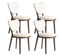 OZSSLJJ Set di 4 sedie da pranzo semplici in legno massello, schienale a forma di cuore + cuscino in pelle, adatto for la camera da letto del bar(Dark Walnut+white,4)