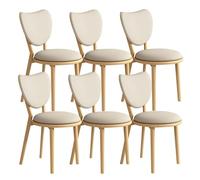 OZSSLJJ Set di 4 sedie da pranzo semplici in legno massello, schienale a forma di cuore + cuscino in pelle, adatto for la camera da letto del bar(Log+light Khaki,6)