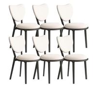 OZSSLJJ Set di 4 sedie da pranzo semplici in legno massello, schienale a forma di cuore + cuscino in pelle, adatto for la camera da letto del bar(Black+white,6)