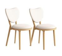 OZSSLJJ Set di 4 sedie da pranzo semplici in legno massello, schienale a forma di cuore + cuscino in pelle, adatto for la camera da letto del bar(Log+white,2)