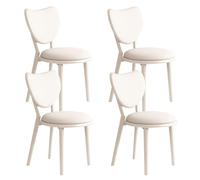 OZSSLJJ Set di 4 sedie da pranzo semplici in legno massello, schienale a forma di cuore + cuscino in pelle, adatto for la camera da letto del bar(White+white,4)