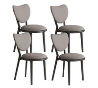 OZSSLJJ Set di 4 sedie da pranzo semplici in legno massello, schienale a forma di cuore + cuscino in pelle, adatto for la camera da letto del bar(Black+dark Grey,4)